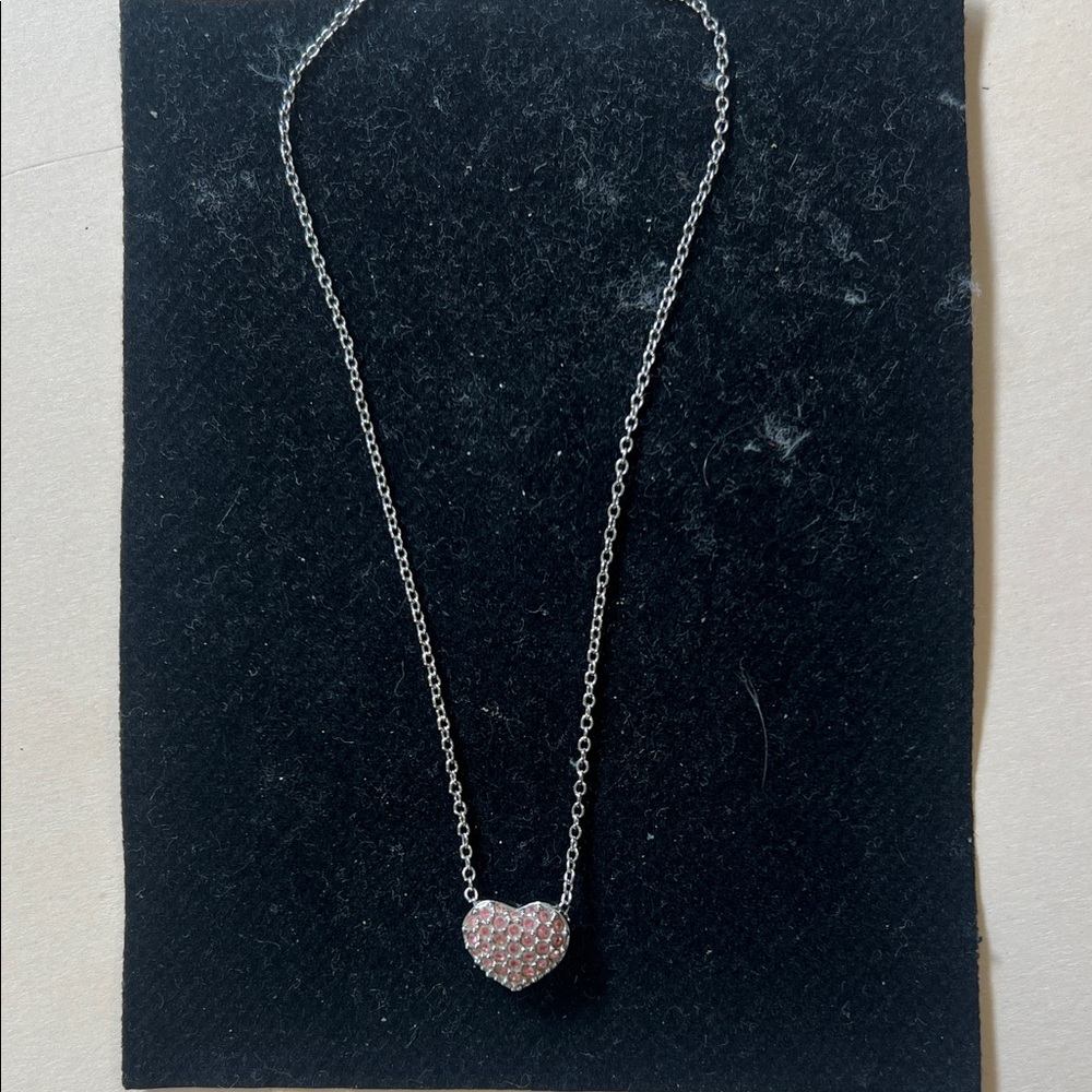 Swarovski Elegant Silver pink pave Heart adjustable Necklace